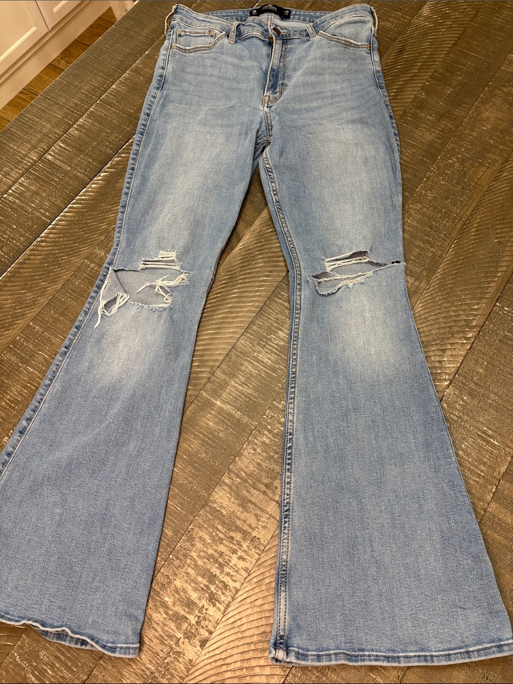 Hollister Light Blue Distressed Flare Jeans